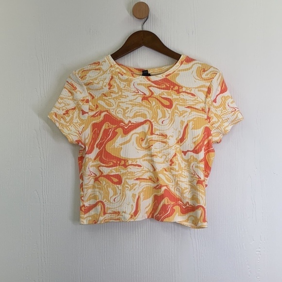 Wild Fable - Tie Dye Orange Swirl  Ribbed Crop Top Size XXL - Picture 2 of 6